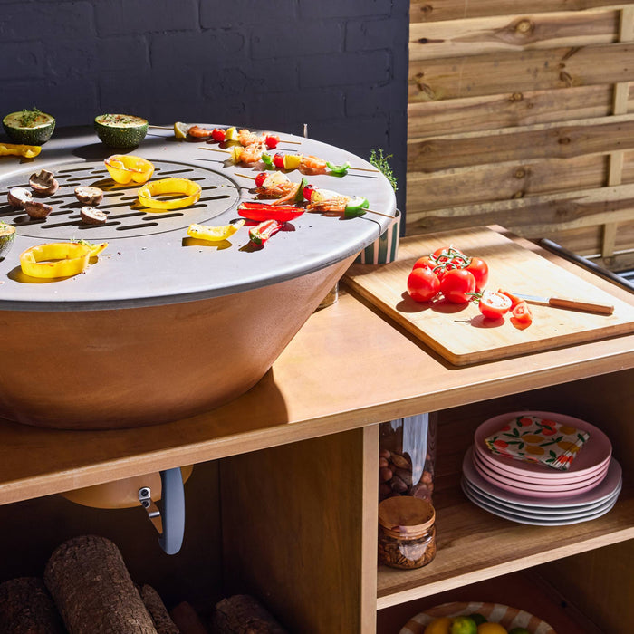 sweeek - Kookvuurschaal Ø80cm met grillrooster en opbergruimte