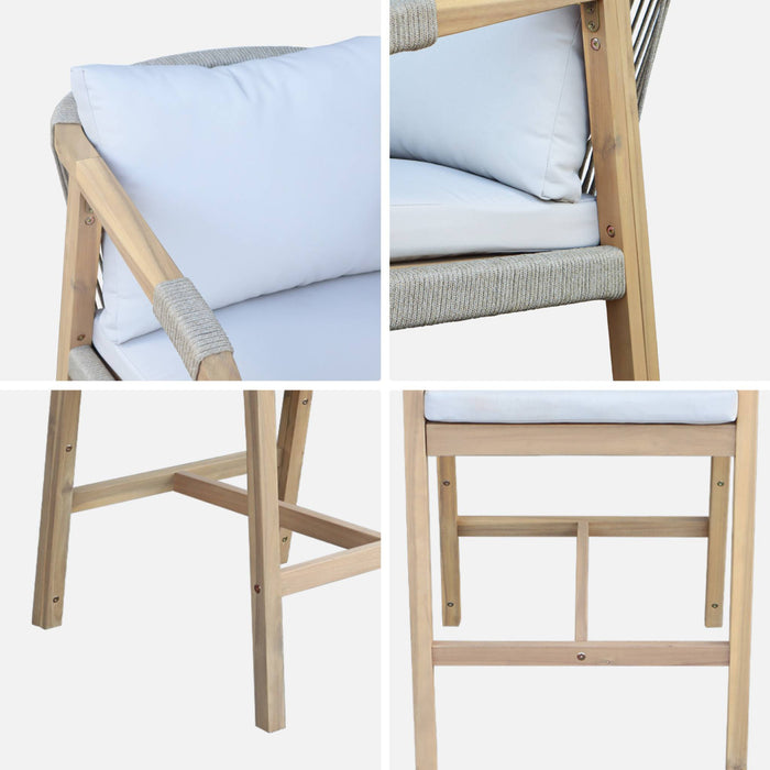 sweeek - Tuinmeubelset van acaciahout en touw (set van 2)