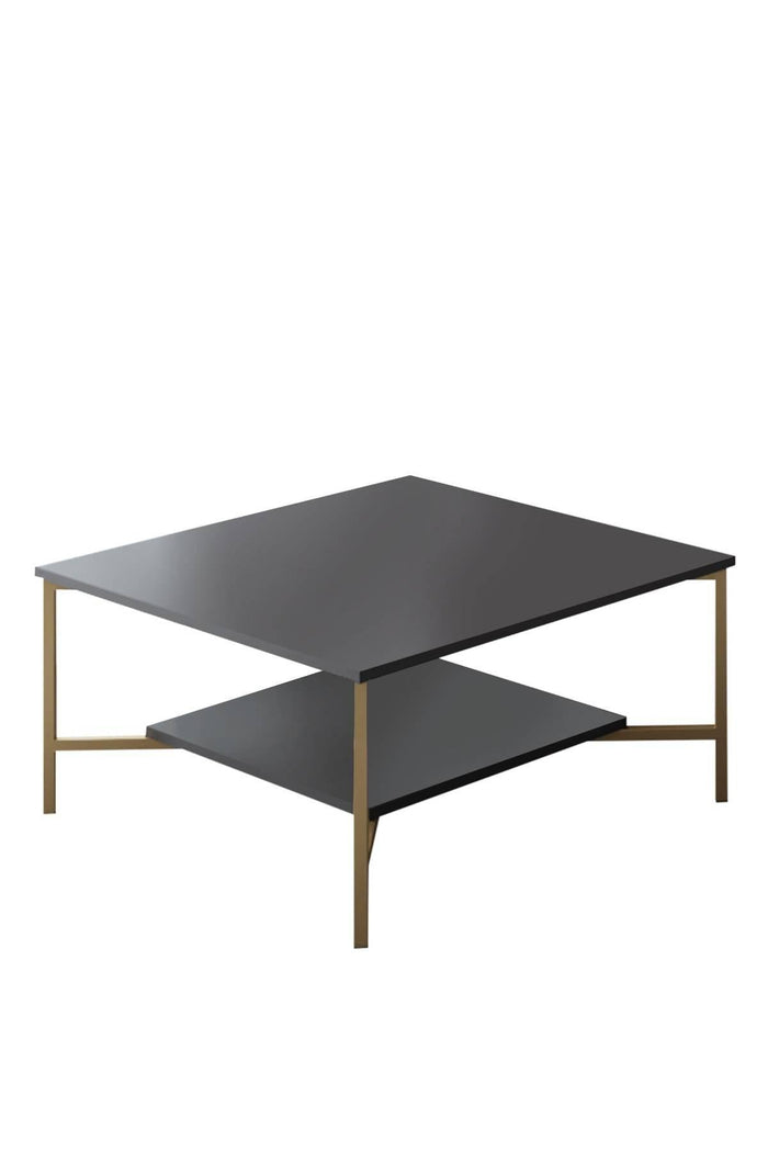 Giga Meubel - Salontafel Antraciet|Goud - 80x80x40cm - Gold Line