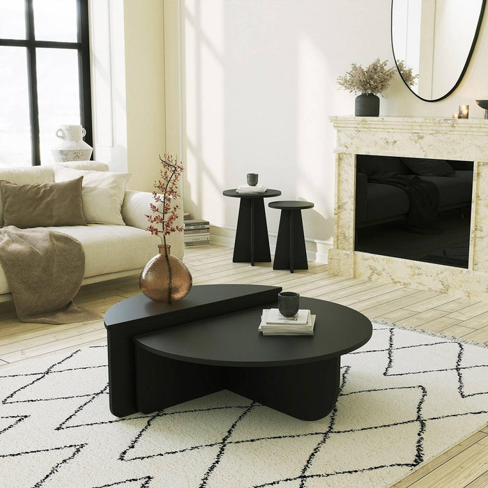 Giga Meubel - Salontafel Zwart Hout - 90x90x35cm - Podium