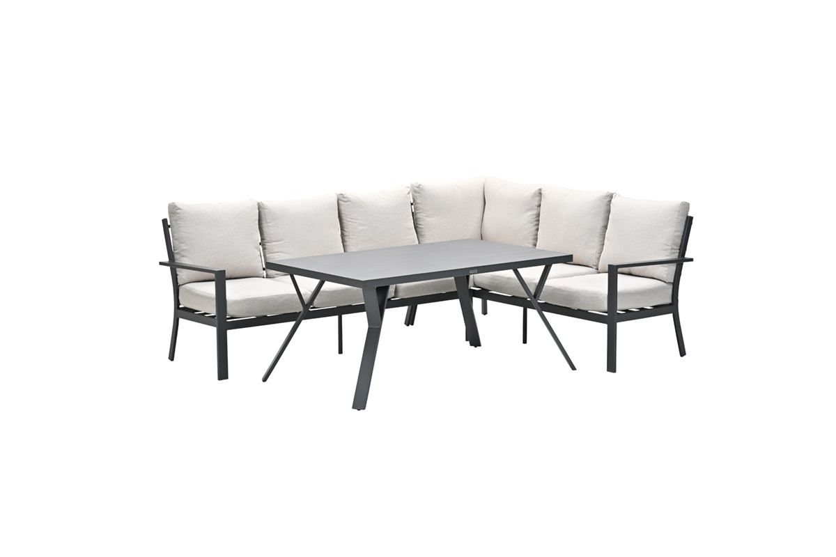 Sergio lounge-diningset - 3-delig - rechts -carbon black-desert sand