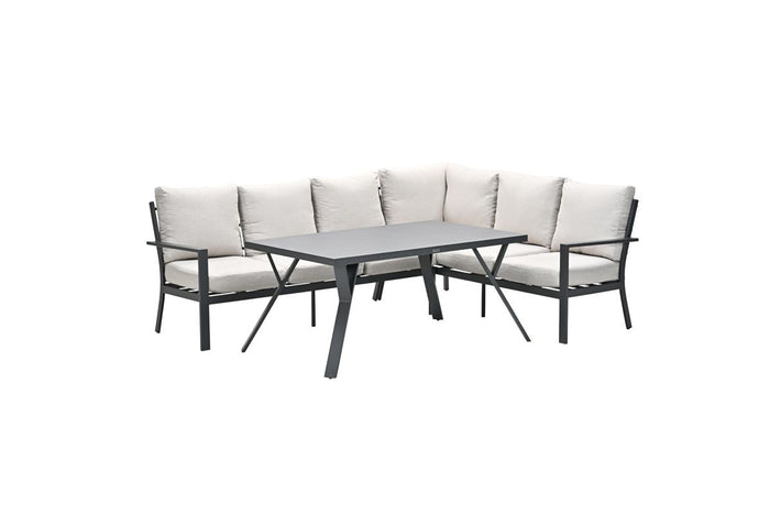 Sergio lounge-diningset - 3-delig - rechts -carbon black-desert sand