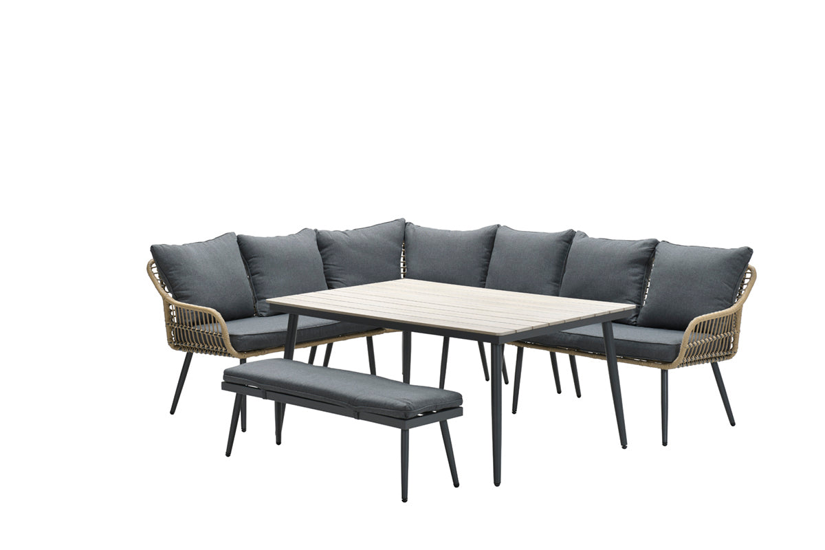 Margriet lounge-diningset - 6-delig - natural - mystic grey