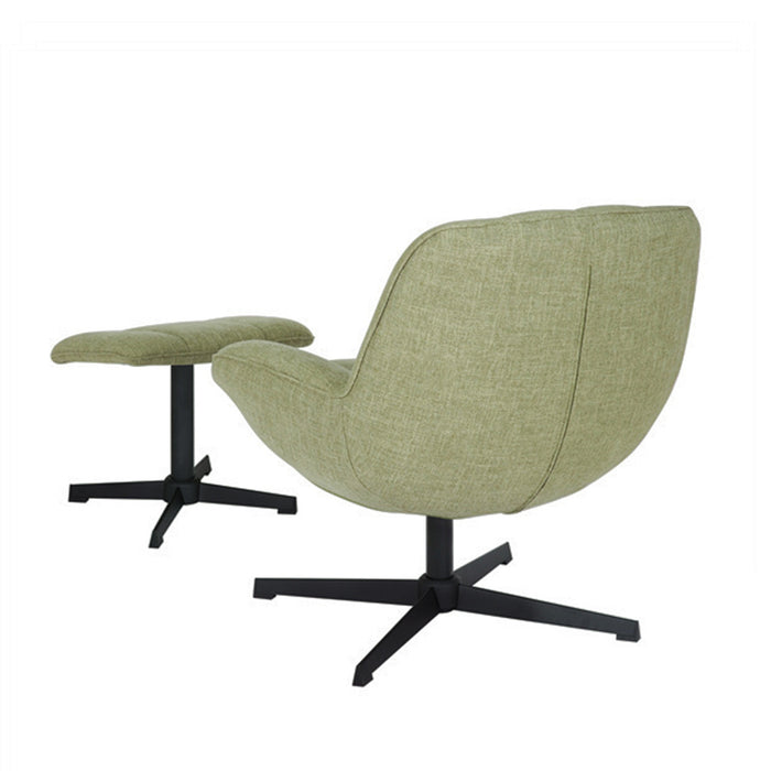 Bronx71 Draaifauteuil met hocker Santa linnen olijfgroen
