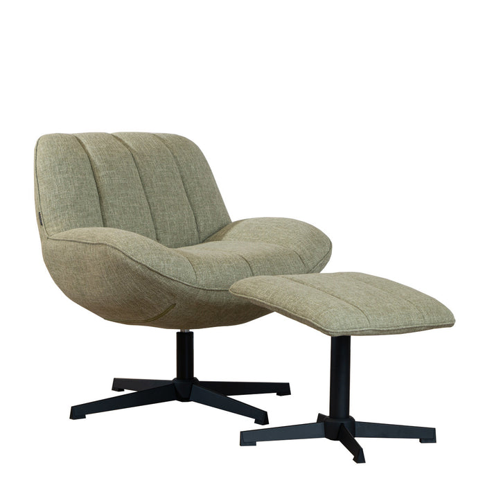 Bronx71 Draaifauteuil met hocker Santa linnen olijfgroen