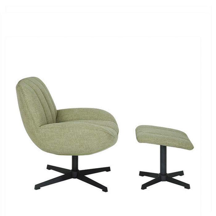 Bronx71 Draaifauteuil met hocker Santa linnen olijfgroen