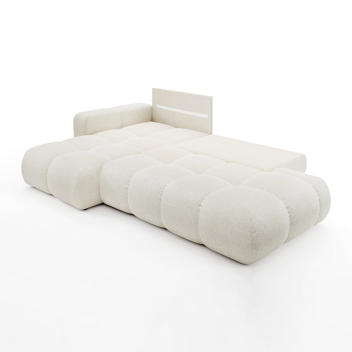 by fonQ Charme Hoekbank Links met Slaapfunctie - Weefstof - Ivoor