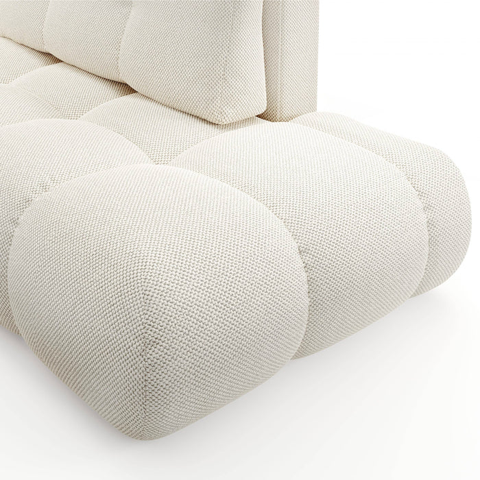 by fonQ Charme Hoekbank Links met Slaapfunctie - Weefstof - Ivoor