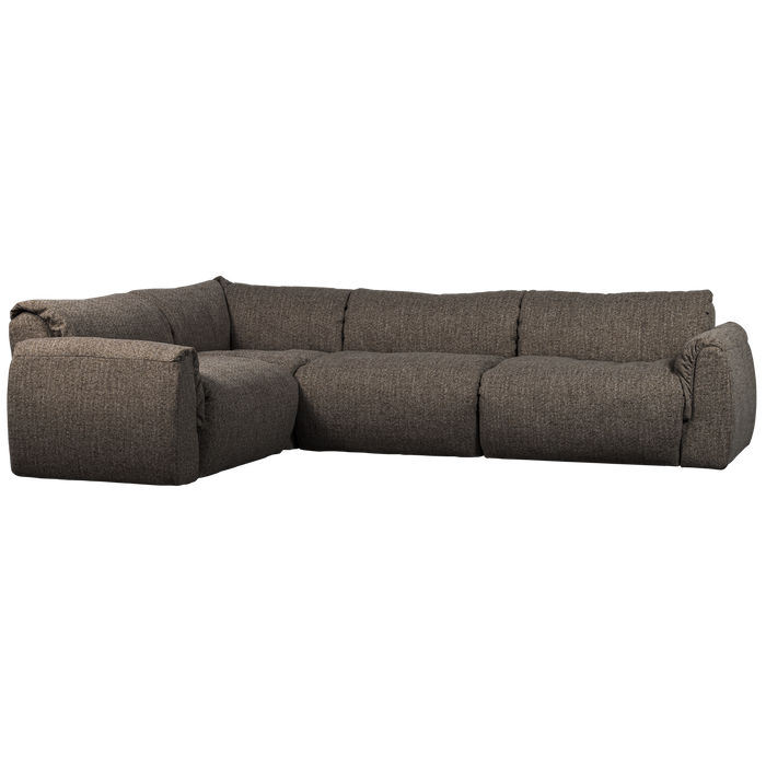 WOOOD Baggy Hoekbank Links - Geweven Stof - Warmgrijs Melange