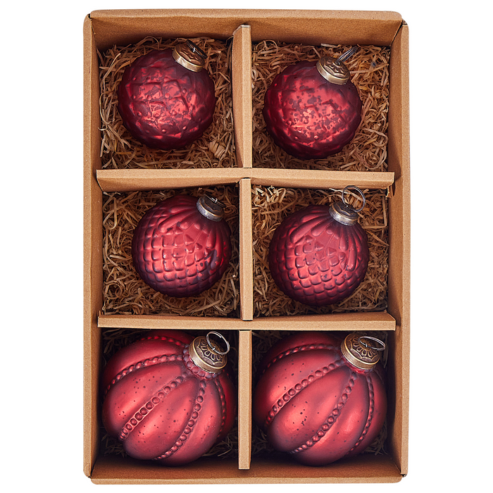 Beliani - ARGENTIN - Kerstballen set van 6 - Rood - Glas