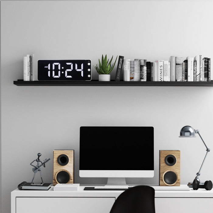 NeXtime - Tafel|Wandklok 27.2x10.8x3cm - LED - Wit - ABS - NeXtime