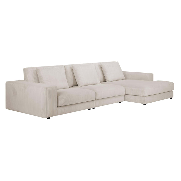 by fonQ Snug 3-zits Hoekbank met Chaise Longue Rechts - Crème