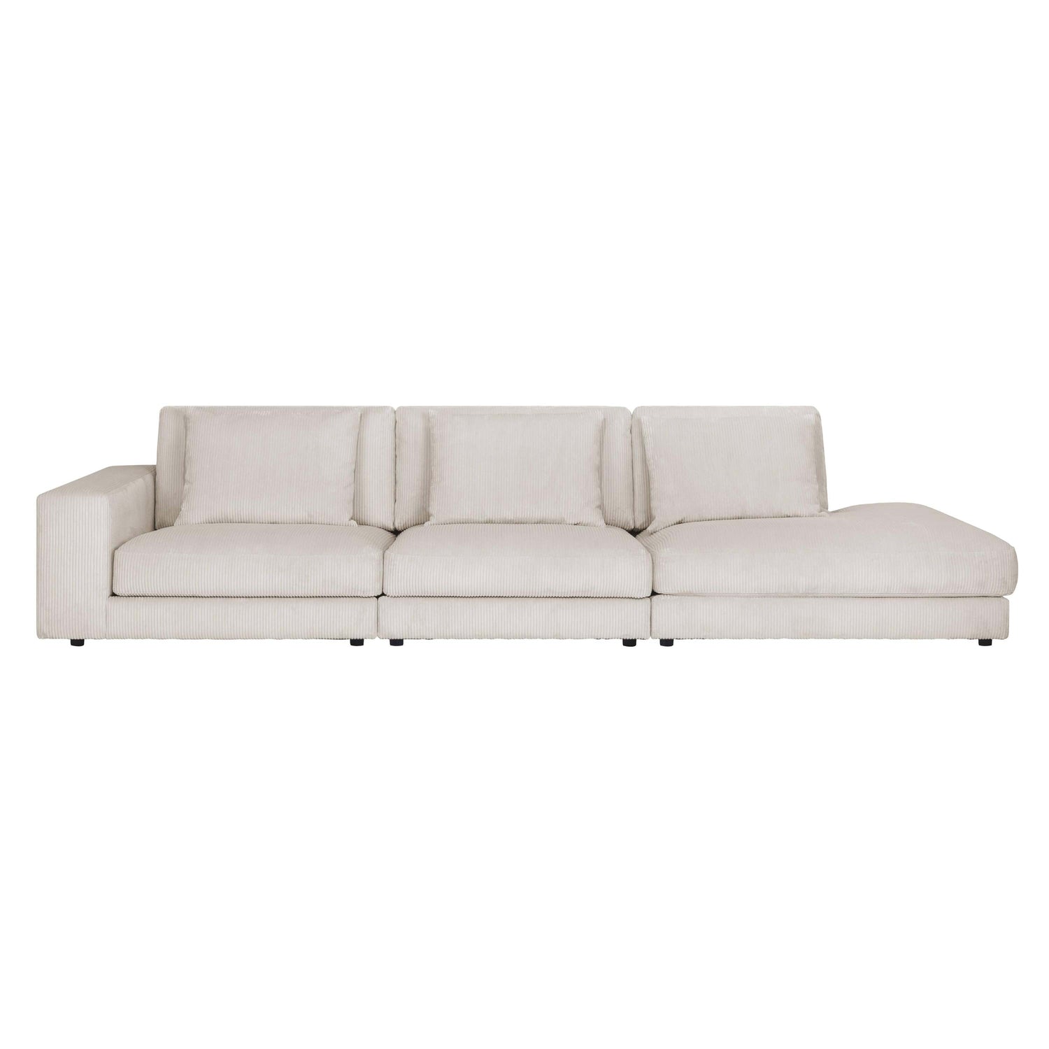 by fonQ Snug 3-zitsbank - Open Eind Rechts - Rib - Crème