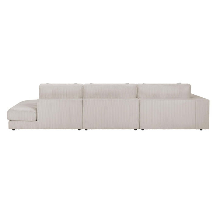by fonQ Snug 3-zitsbank - Open Eind Rechts - Rib - Crème
