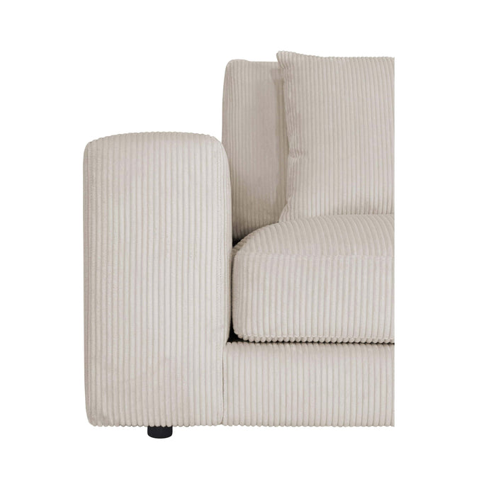 by fonQ Snug 3-zitsbank - Open Eind Rechts - Rib - Crème