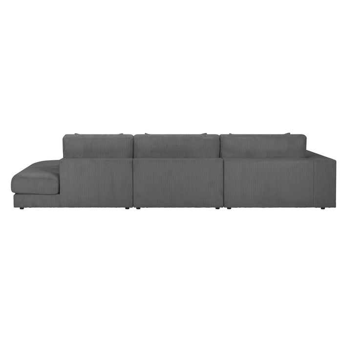 by fonQ Snug 3-zitsbank - Open Eind Rechts - Rib - Donkergrijs