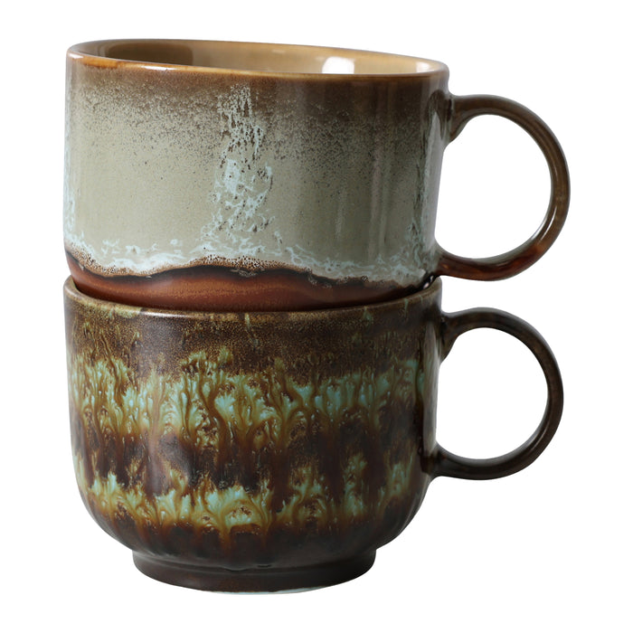 HKliving 70's Ceramics Theekop 0,42 L - Set van 2 - Odyssey