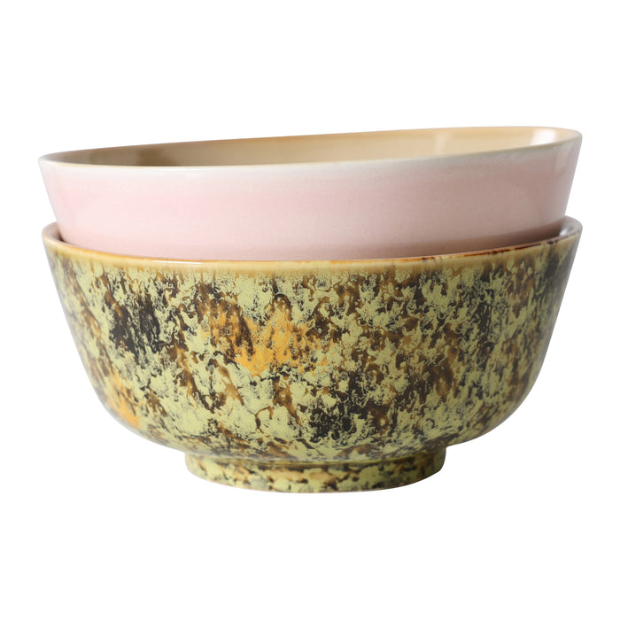 HKliving 70's Ceramics Ramen Kommen Ø 19 cm - Set van 2 - Ascend