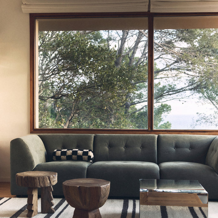 HKliving Carved Wooden Kruk - Teak