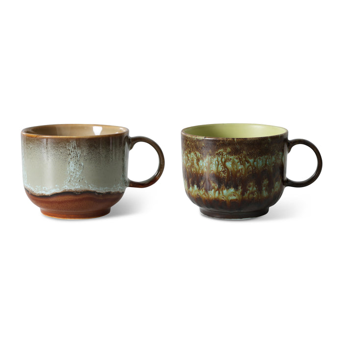 HKliving 70's Ceramics Theekop 0,42 L - Set van 2 - Odyssey