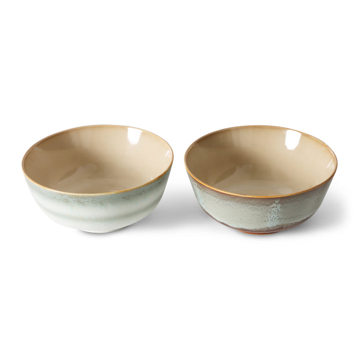 HKliving 70's Ceramics Ramen Kommen Ø 19 cm - Set van 2 - Verge