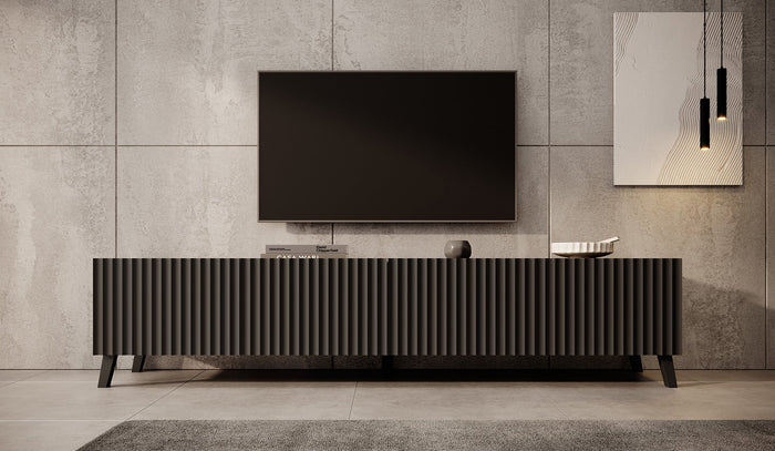 Meubella - TV-Meubel Pepinos 2 - Mat zwart - 200 cm