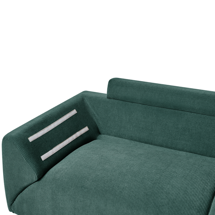 Beliani - LUNNER - Hoekbank - Donkergroen - Linkszijdig - Corduroy