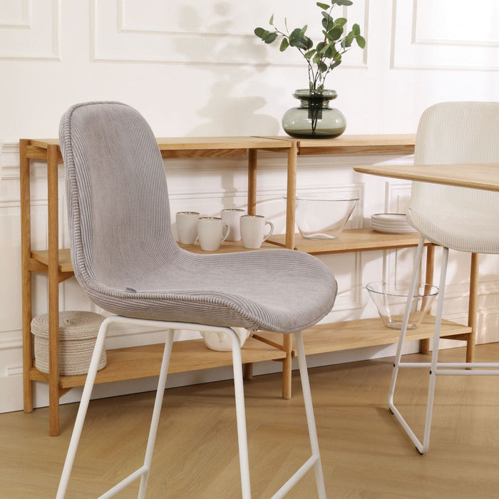 Nolon Nino-Fé Barkruk Ribstof Warm Grijs - Wit Onderstel - 75 cm