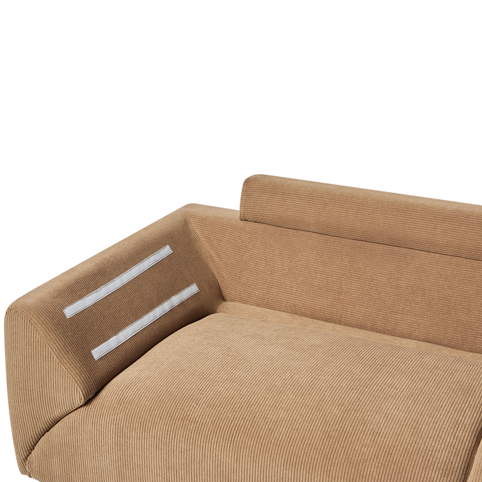 Beliani - LUNNER - Hoekbank - Bruin - Linkszijdig - Corduroy