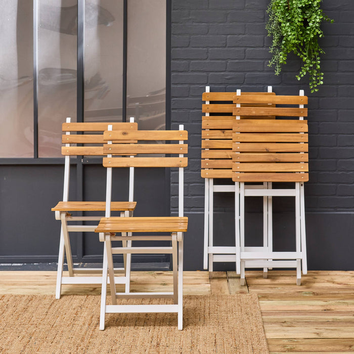 sweeek - Vouwbare acacia tuinstoel (Set van 4)
