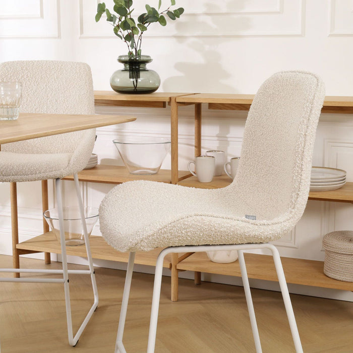 Nolon Nino-Fé Barkruk Bouclé Beige - Wit Onderstel - 75 cm