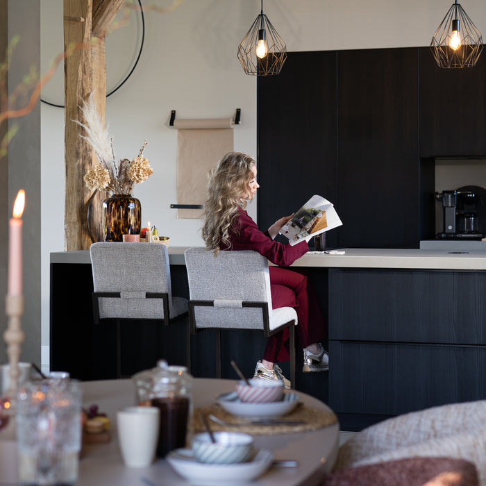 Bronx71 Velvet barkruk Lio taupe 70 cm