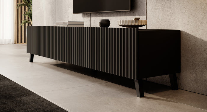 Meubella - TV-Meubel Pepinos 2 - Mat zwart - 200 cm