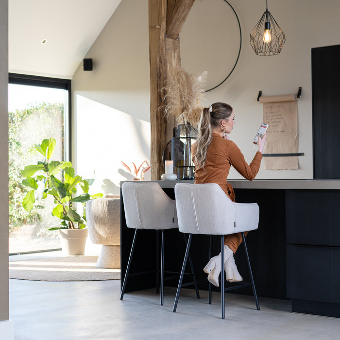 Bronx71 Barkruk Ciara linnen koper 65-78 cm