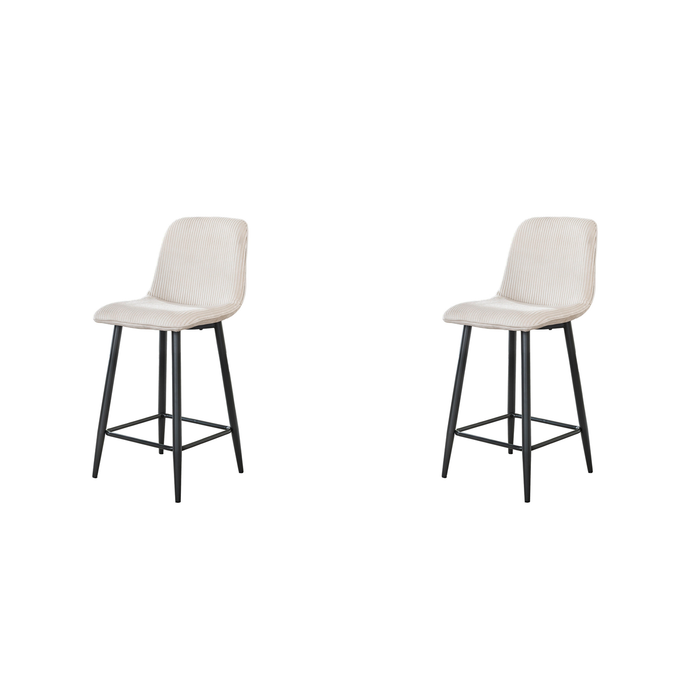 Hoyz Collection - Barstoel Rib - Rock Gebroken Wit - Set van 2