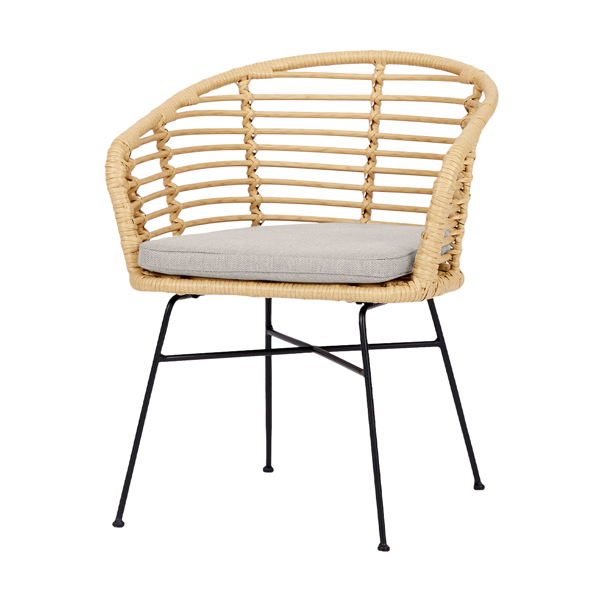 Lisomme Dax rotan tuinstoel naturel met kussen