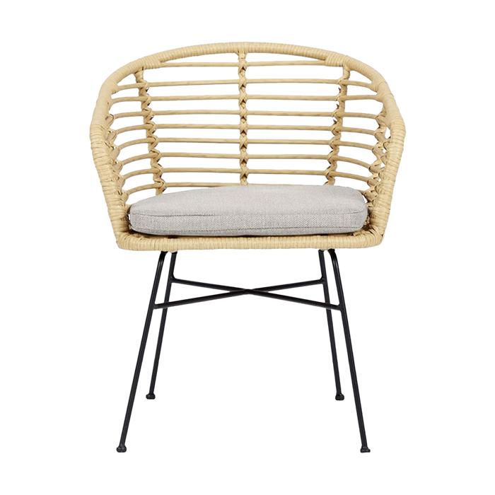 Lisomme Dax rotan tuinstoel naturel met kussen