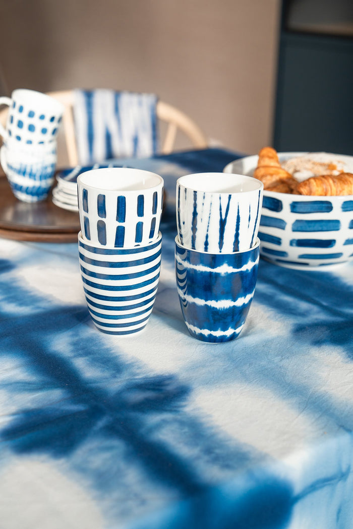 vtwonen Tie-Dye Mok zonder oor - Mokken - Serviesset van 4 - 400ml