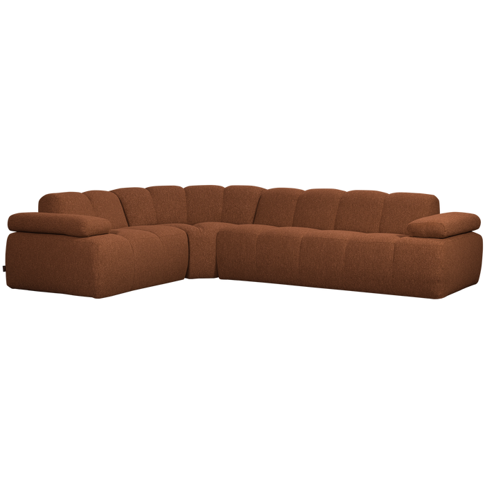 WOOOD Mojo Hoekbank Links - Bouclé - Roestbruin Melange - 74x310x230