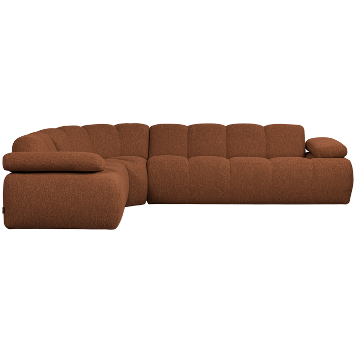 WOOOD Mojo Hoekbank Links - Bouclé - Roestbruin Melange - 74x310x230