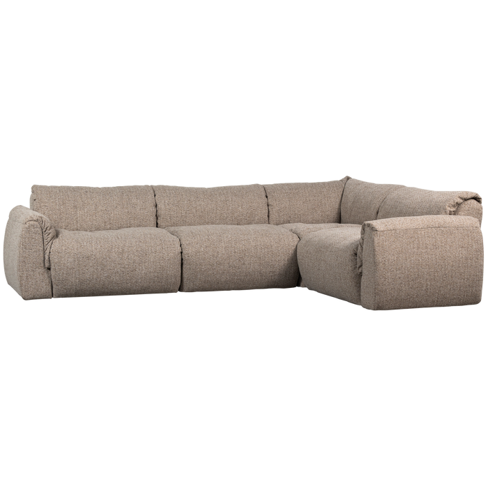 WOOOD Baggy Hoekbank Rechts - Geweven Stof - Bruin Melange -81x396x214