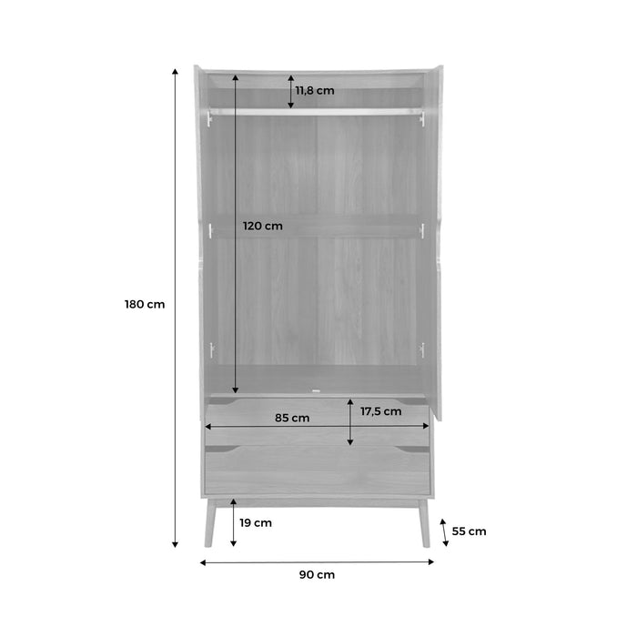 sweeek - Vintage kledingkast, walnootkleurig hout, 2 deuren