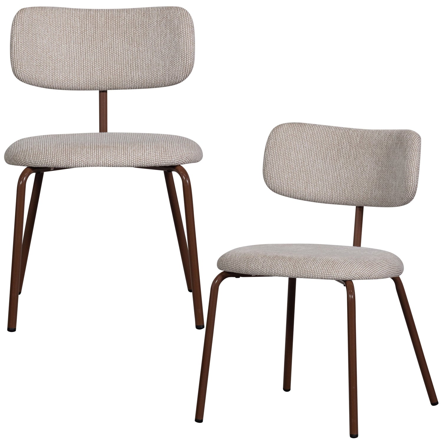 WOOOD Travis Eetkamerstoelen - Polyester - Off White - Set van 2