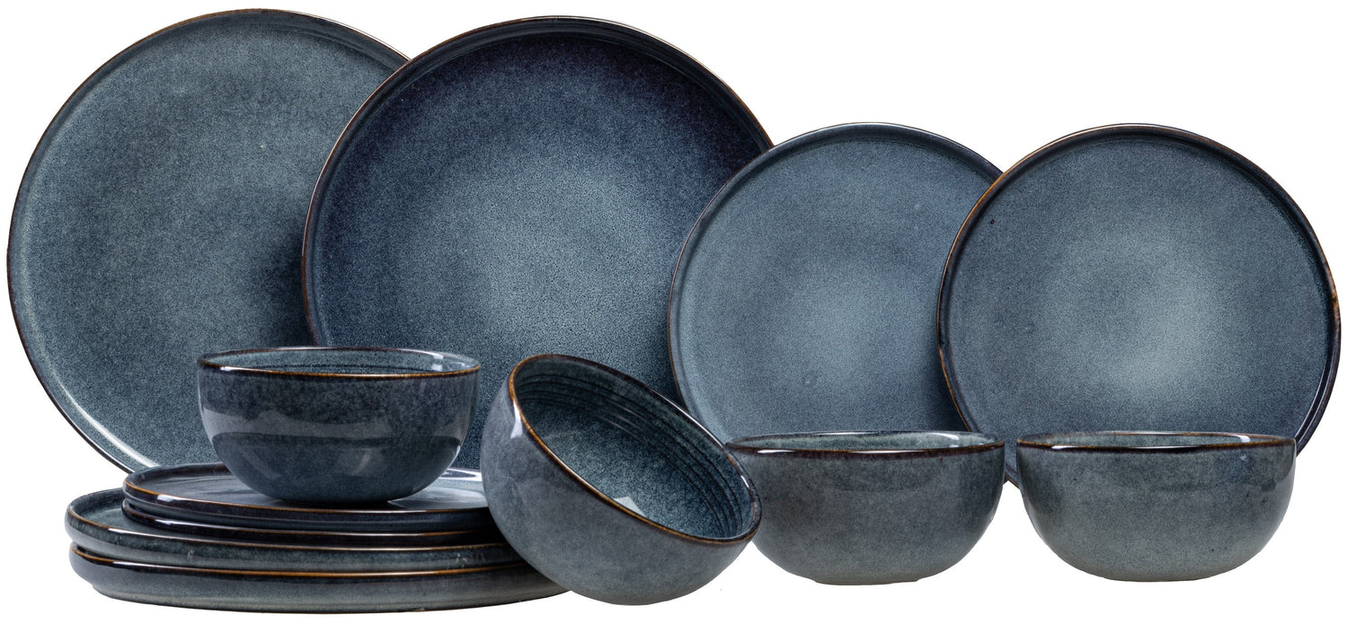 Ona Serviesset Duna Blue - 12-delig | 4 personen - 4 dinerborden, 4 ontbijtborden en 4 kommen