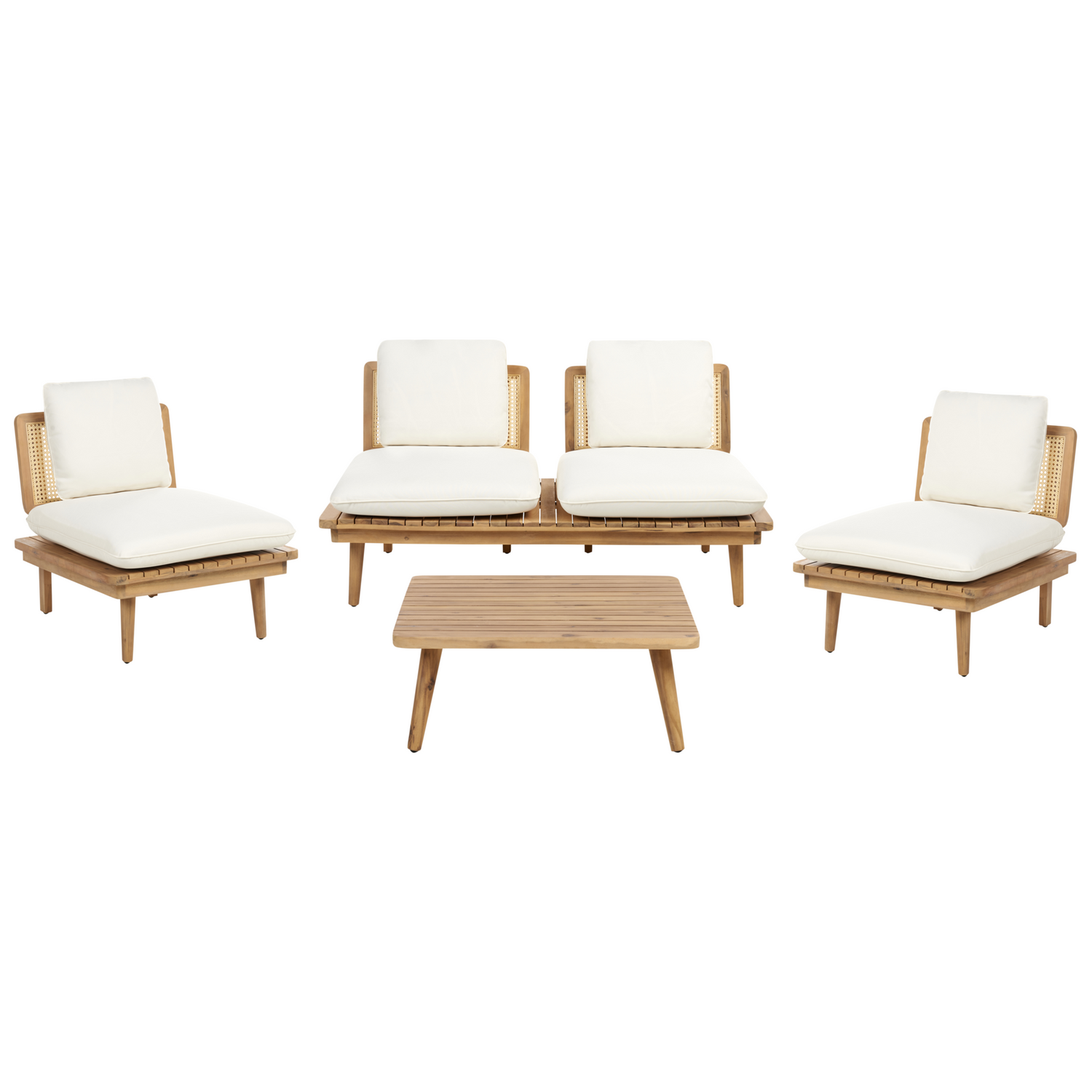 Beliani - ACCADIA - Loungeset - Lichtbeige - Acaciahout