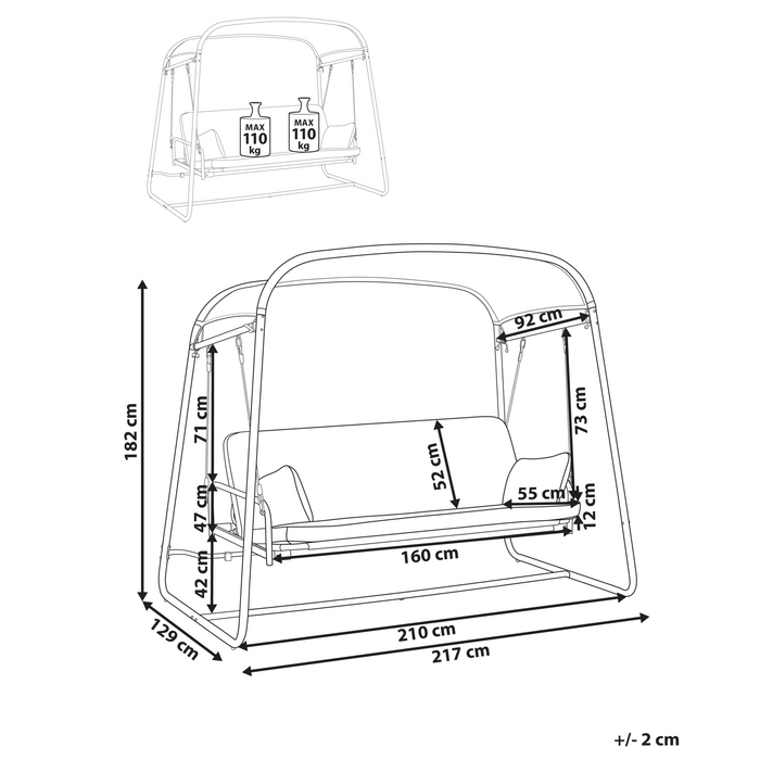 Beliani - MARSCIANO - Schommelbank - Lichtgrijs - Staal