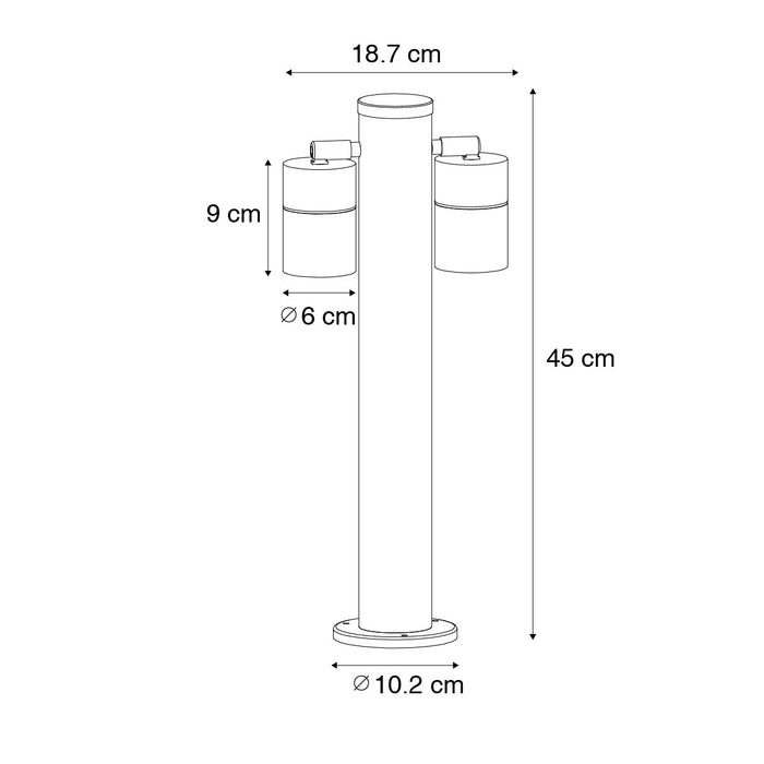 QAZQA Buitenlamp zwart met grondpin en kabelmof 45cm 2-lichts IP44 -