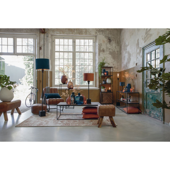 Light & Living Tafellamp Liva|Velours - Zwart|Blauw - Ø35x69cm