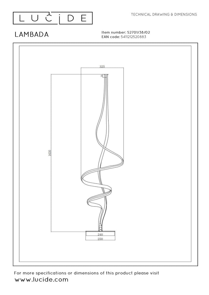 Lucide Premium LAMBADA Vloerlamp - Mat Goud | Messing