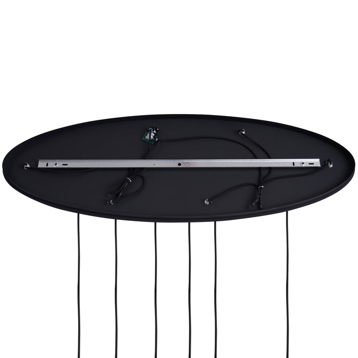 QAZQA Art deco hanglamp zwart met ovale plafondplaat en groen en